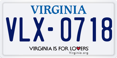 VA license plate VLX0718