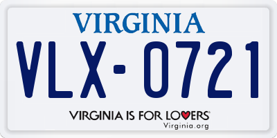 VA license plate VLX0721