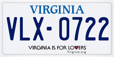 VA license plate VLX0722