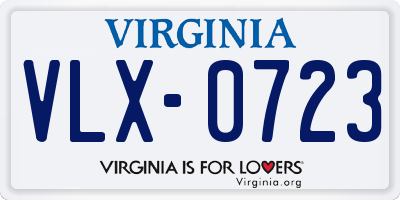 VA license plate VLX0723