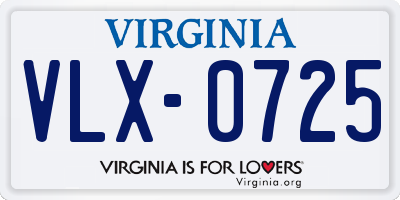 VA license plate VLX0725