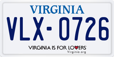 VA license plate VLX0726