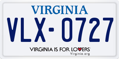 VA license plate VLX0727