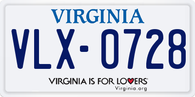 VA license plate VLX0728