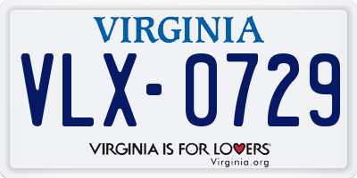 VA license plate VLX0729