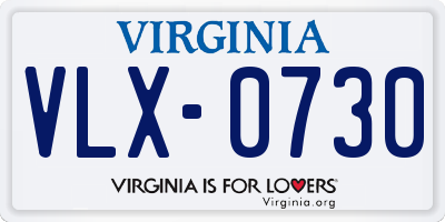 VA license plate VLX0730