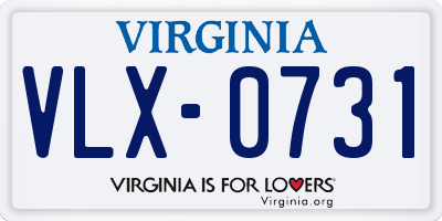 VA license plate VLX0731