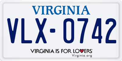 VA license plate VLX0742