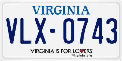 VA license plate VLX0743