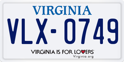 VA license plate VLX0749