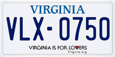 VA license plate VLX0750