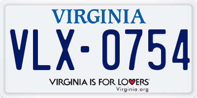 VA license plate VLX0754