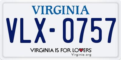 VA license plate VLX0757