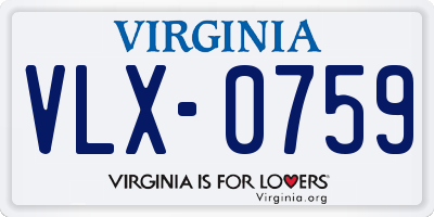 VA license plate VLX0759