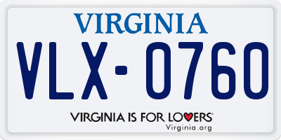 VA license plate VLX0760