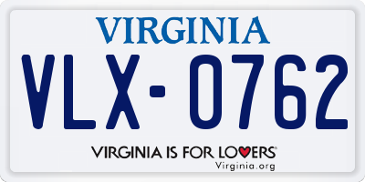 VA license plate VLX0762