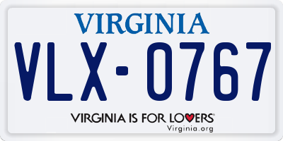 VA license plate VLX0767