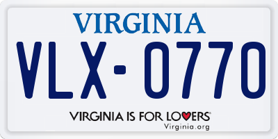 VA license plate VLX0770