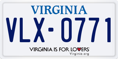 VA license plate VLX0771