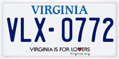 VA license plate VLX0772