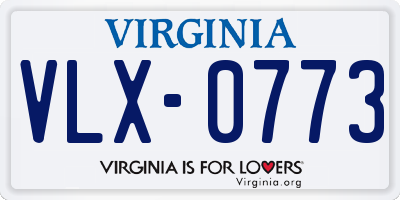 VA license plate VLX0773