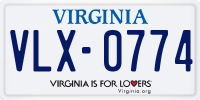 VA license plate VLX0774