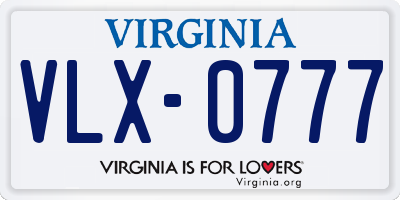 VA license plate VLX0777