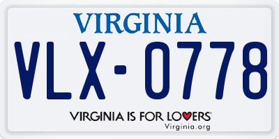 VA license plate VLX0778