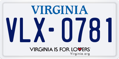 VA license plate VLX0781