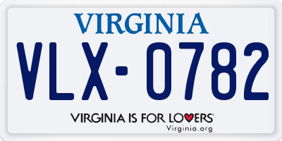 VA license plate VLX0782