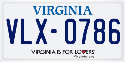 VA license plate VLX0786