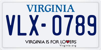 VA license plate VLX0789