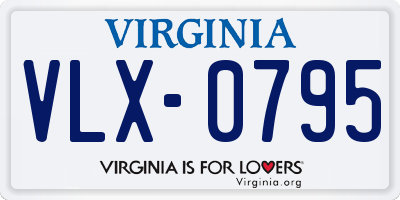 VA license plate VLX0795