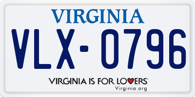 VA license plate VLX0796