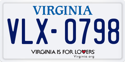 VA license plate VLX0798