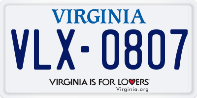 VA license plate VLX0807