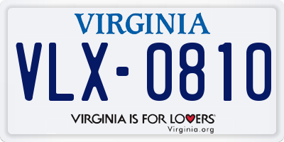 VA license plate VLX0810