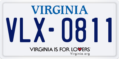 VA license plate VLX0811