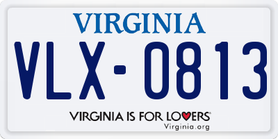 VA license plate VLX0813