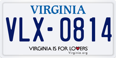 VA license plate VLX0814