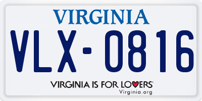 VA license plate VLX0816