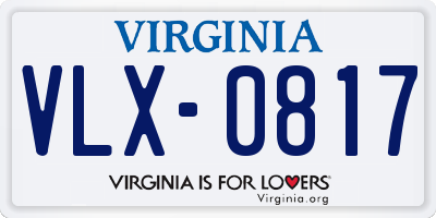 VA license plate VLX0817