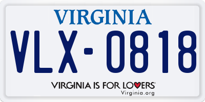 VA license plate VLX0818