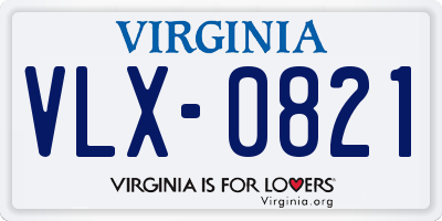 VA license plate VLX0821