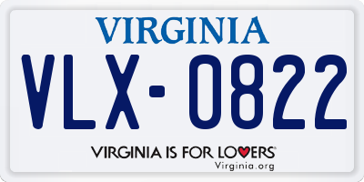 VA license plate VLX0822