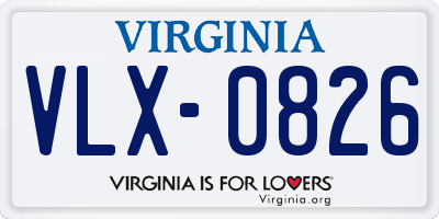 VA license plate VLX0826