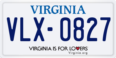 VA license plate VLX0827