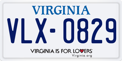 VA license plate VLX0829