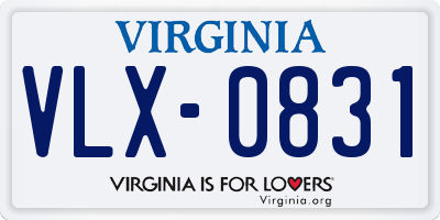 VA license plate VLX0831