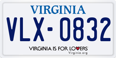 VA license plate VLX0832